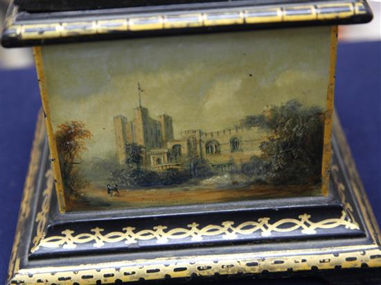 A rare Victorian painted and gilt Welsh slate casket, width 8in. depth 7in. height 8.5in.